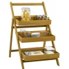 Étagere Paulownia design escabeau en bois 3 niveaux