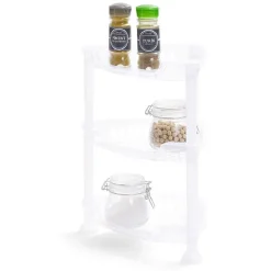 Étagère d'angle à poser 3 niveaux plastique transparent 28x20xH.33,5cm