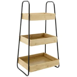 Étagère de cuisine 3 niveaux noir naturel