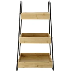 Étagère de cuisine 3 niveaux noir naturel