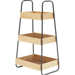 Étagère de cuisine 3 niveaux noir naturel