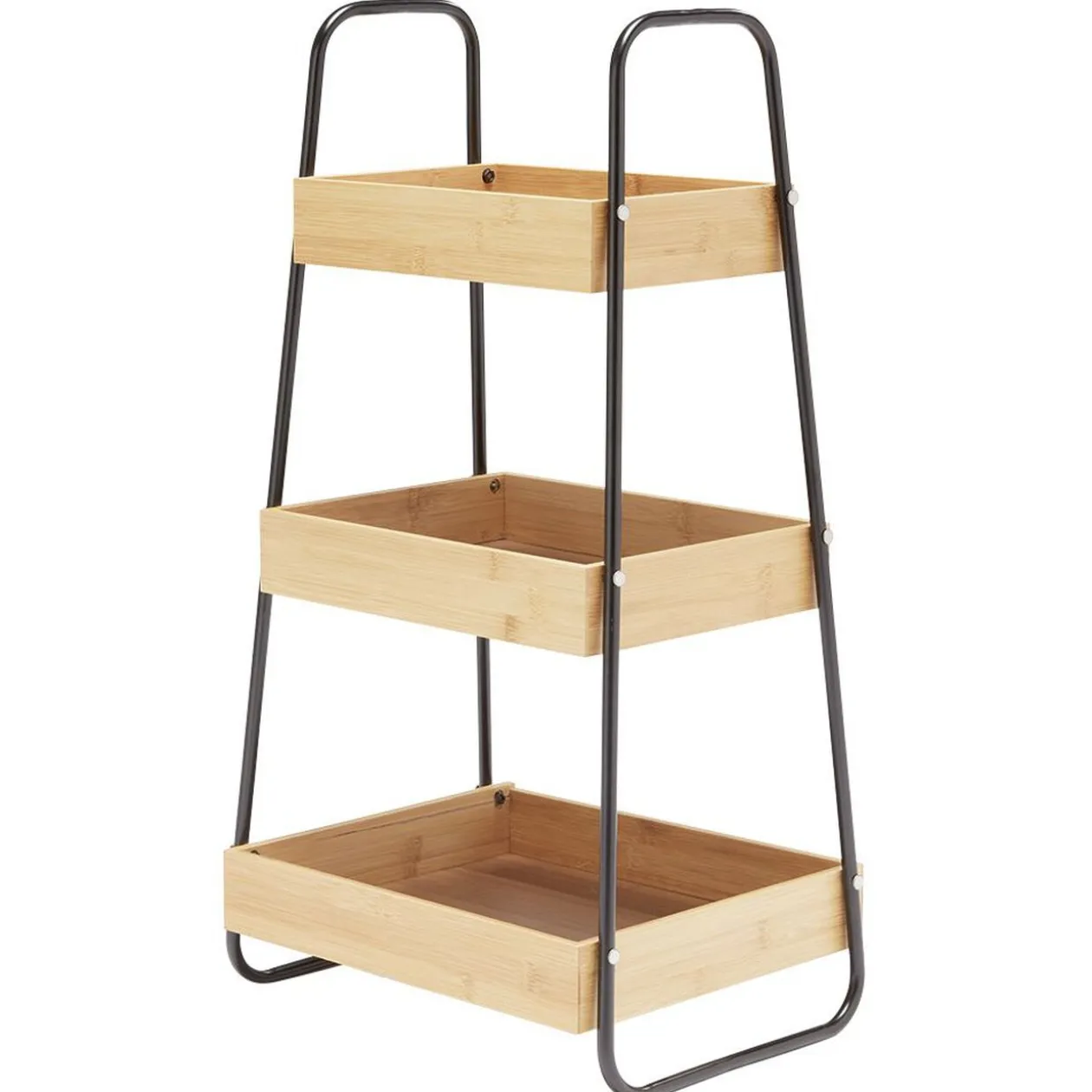 Étagère de cuisine 3 niveaux noir naturel