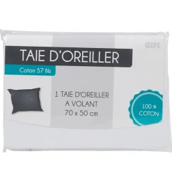 Taie d oreiller blanc avec volant