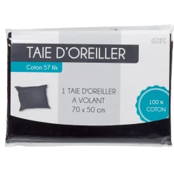 Taie d oreiller noir avec volant
