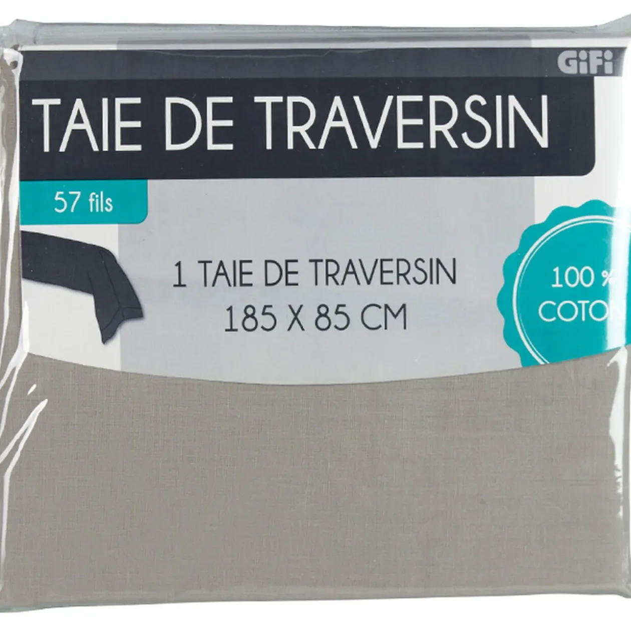 Taie de traversin gris clair