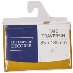 Taie de traversin jaune moutarde