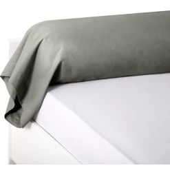 Taie de traversin uni gris 85xL185cm