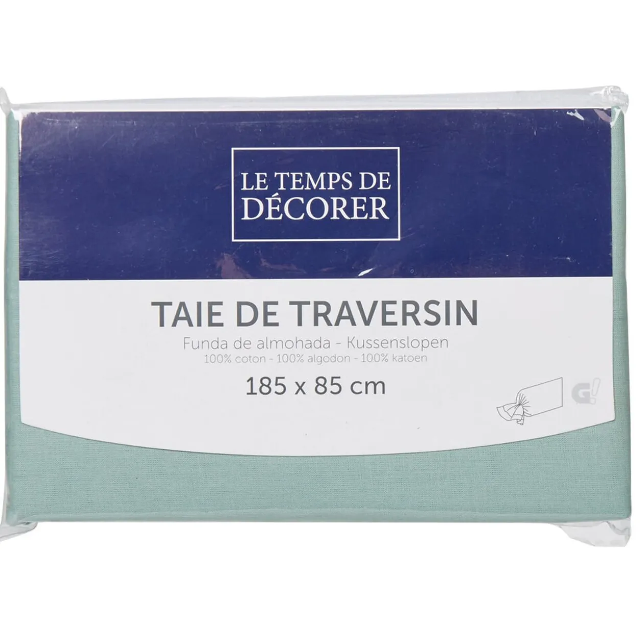 Taie de traversin unie vert d eau