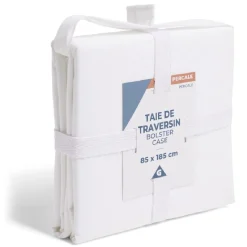 Taie de traversin 85x185cm 100% coton percale blanc