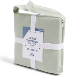 Taie de traversin 85x185cm 100% coton vert céladon