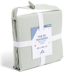 Taie de traversin 85x185cm 100% coton vert céladon