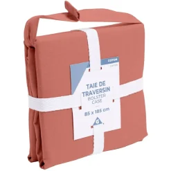 Taie de traversin 85x185cm 100% coton rouge brique