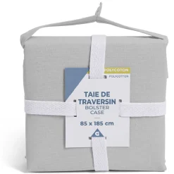 Taie de traversin 85x185cm polycoton gris
