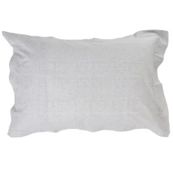 Taie d'oreiller à volant imprimé blanc et gris 50x70cm