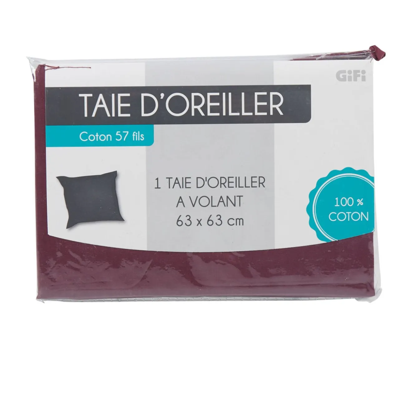 Taie d'oreiller à volant violet 63x63 cm