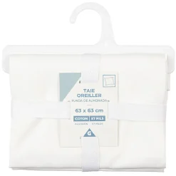Taie d'oreiller avec volant en coton blanc 63x63 cm