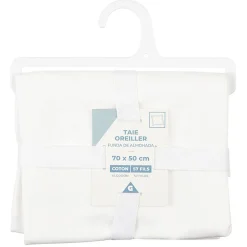 Taie d'oreiller avec volant en coton blanc 70x50 cm