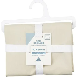 Taie d'oreiller avec volant en coton beige 70x50 cm