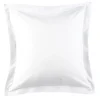 Taie d'oreiller carrée à volant plat uni blanc