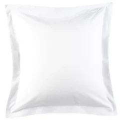 Taie d'oreiller carrée à volant plat uni blanc