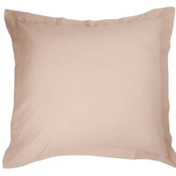 Taie d'oreiller carrée à volants plats unie rose saumon