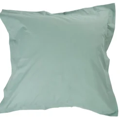Taie d'oreiller carrée à volant unie vert
