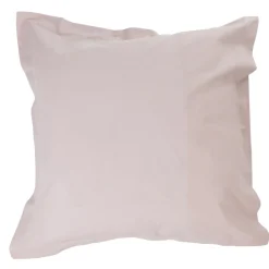 Taie d'oreiller carrée à volant unie rose clair