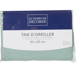 Taie d'oreiller carrée unie vert d'eau