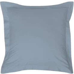 Taie d'oreiller carrée unie bleu clair avec revers