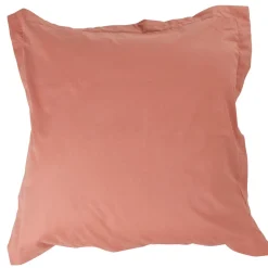 Taie d'oreiller carrée unie rose pêche