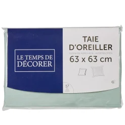 Taie d'oreiller carrée unie vert d'eau