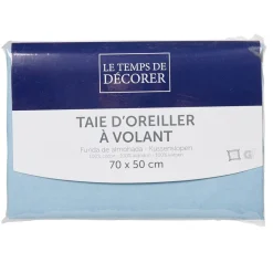 Taie d'oreiller rectangulaire unie bleu ciel
