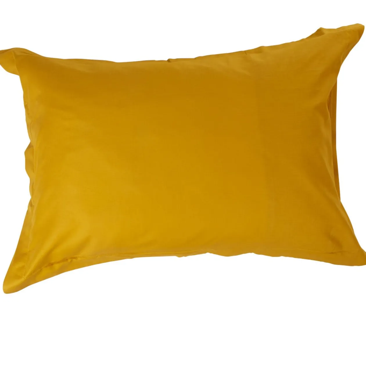 Taie d'oreiller rectangulaire unie jaune moutarde