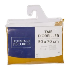 Taie d'oreiller rectangulaire unie jaune moutarde