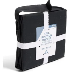 Taie d'oreiller 50x70cm 100% coton finition droite noir