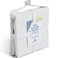 Taie d'oreiller 63x63cm polycoton finition droite blanc