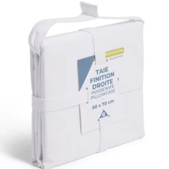 Taie d'oreiller 50x70cm polycoton finition droite blanc