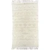 Tapis à franges 100% coton forme relief beige 100x150cm