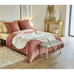 Tapis à franges 100% coton forme relief beige 100x150cm