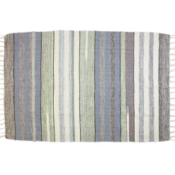 Tapis à franges bayadère beige marron vert