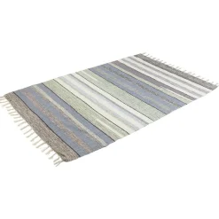 Tapis à franges bayadère beige marron vert