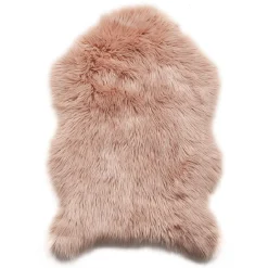 Tapis à poils longs Furcy rose poudré
