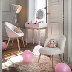 Tapis à poils longs Furcy rose poudré