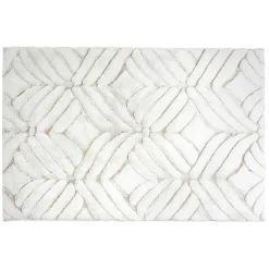 Tapis blanc à relief imitation fourrure motifs gris ou taupe