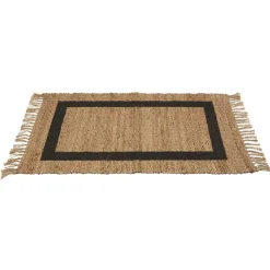 Tapis en jute naturel imprimé rectangle noir