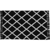 Tapis ethnique à frange noir motif losange blanc