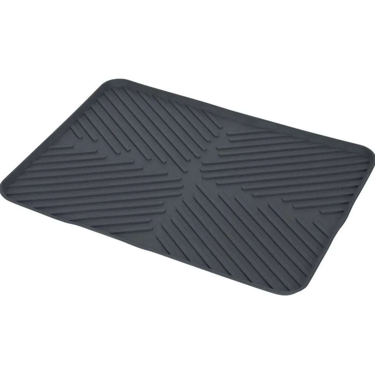 Tapis égouttoir en plastique rainuré gris - L.40xl.30cm
