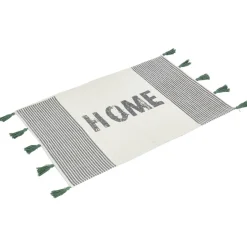 Tapis HOME beige et gris à pompons vert