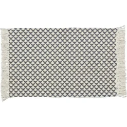 Tapis imprimé graphique beige gris doré avec franges