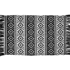 Tapis mandala ethnique noir et blanc